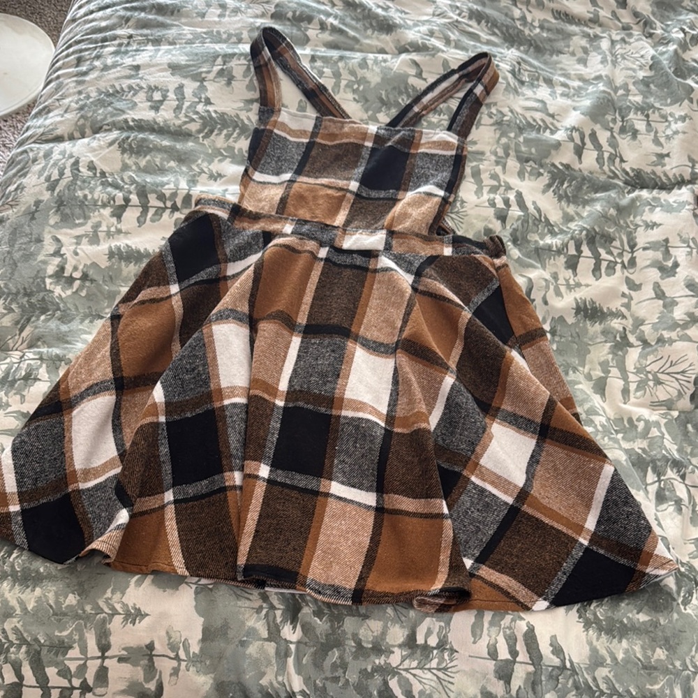 Stylish Plaid Dress in Brown and Black